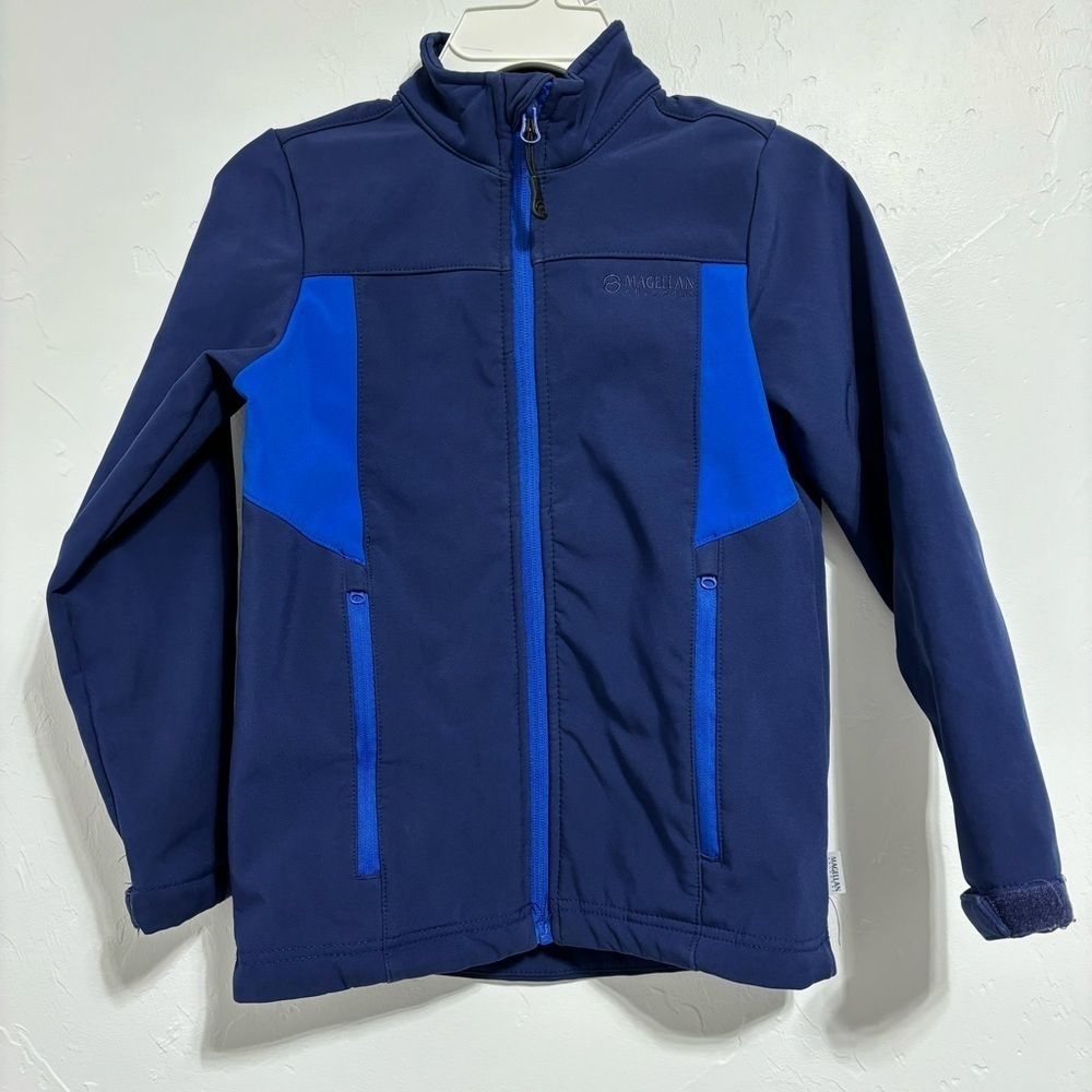 Magellan Boys Jacket Small Blue Windbreaker Soft Shell Full Zip